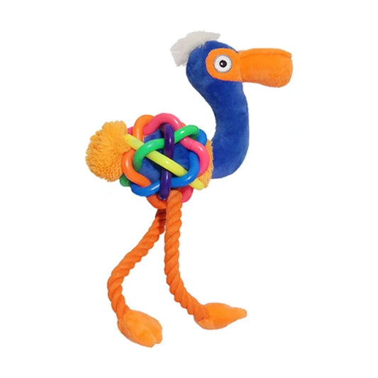 Dog Toy Flamingo Plush with Rubber ball